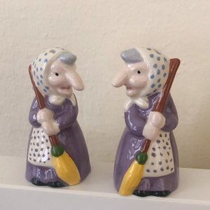 Vintage Witch Broom Salt Pepper Shakers